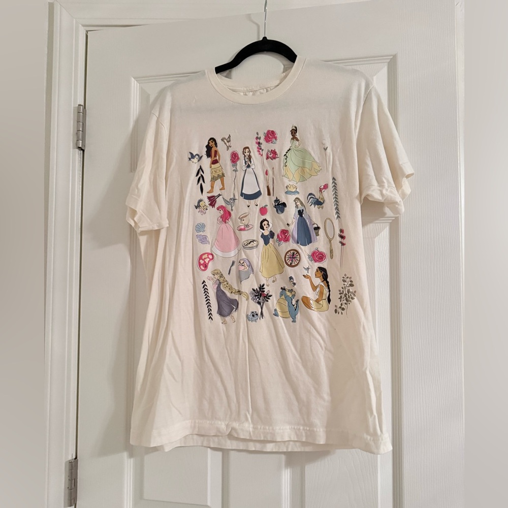 Disney Princess Cream Graphic Tee with Black Logo